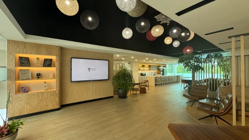 Additional view of the refurbished reception lobby seating area