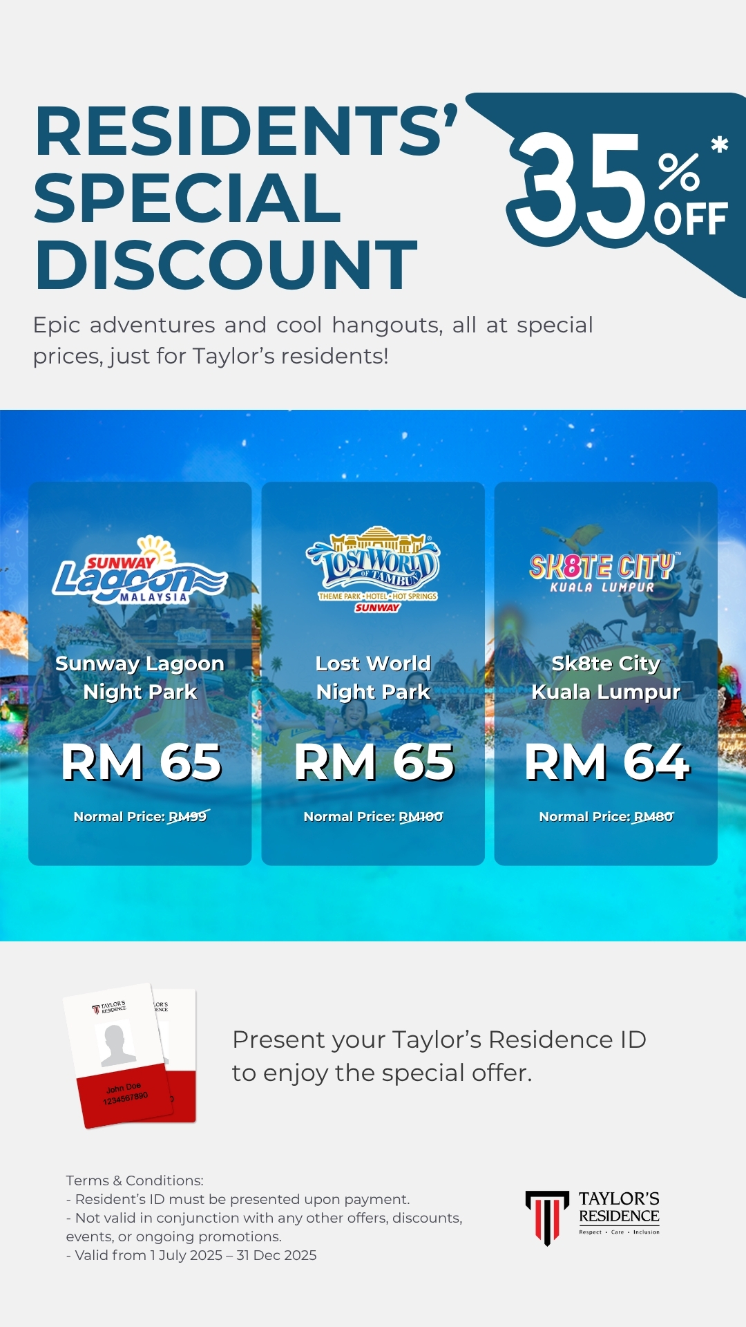 Taylors Residents Perks: 35% off Sunway Theme Park